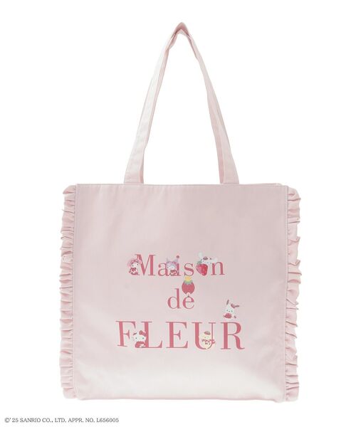 Maison de FLEUR いちご新聞　フリルトートバッグ　サンリオ ピンク いちご新聞 フリルトートバッグ（トートバッグ）｜sanrio