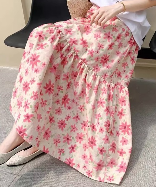 SHOUYO(ショウヨウ)の「花柄ティアードロングスカート/ブルー・ピンク(スカート・レディース・ブルー/ピンク・M)」の10枚目の写真