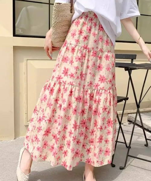 SHOUYO(ショウヨウ)の「花柄ティアードロングスカート/ブルー・ピンク(スカート・レディース・ブルー/ピンク・M)」の11枚目の写真