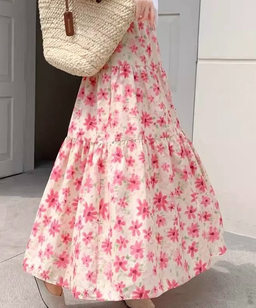 SHOUYO(ショウヨウ)の「花柄ティアードロングスカート/ブルー・ピンク(スカート・レディース・ブルー/ピンク・M)」の17枚目の写真