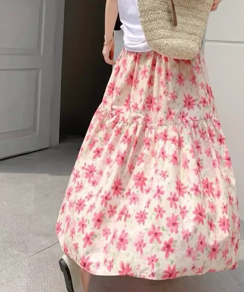 SHOUYO(ショウヨウ)の「花柄ティアードロングスカート/ブルー・ピンク(スカート・レディース・ブルー/ピンク・M)」の12枚目の写真