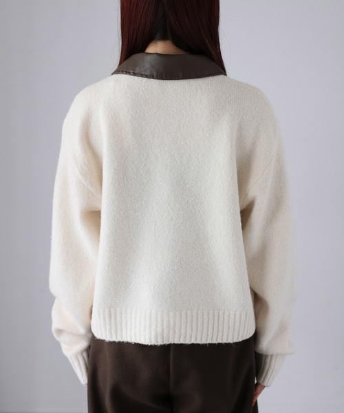 Riberry（リベリー）の「襟切替えダブルジップニット（ニット/セーター・レディース・グレー/ブラック/アイボリー・FREE）」の18枚目の写真