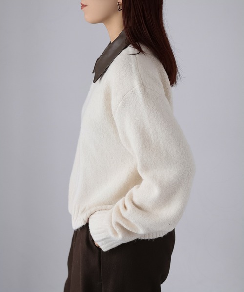 Riberry（リベリー）の「襟切替えダブルジップニット（ニット/セーター・レディース・グレー/ブラック/アイボリー・FREE）」の14枚目の写真