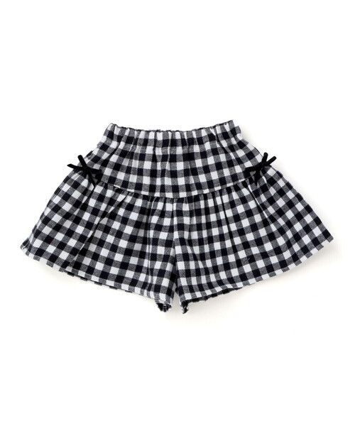 BeBe(ベベ)の「【お揃い】ネルギンガムチェックギャザーキュロットパンツ(80~100cm)(その他ベビーウェア・キッズ・ブラック系その他/ピンク系その他・90cm/100cm/80cm)」の1枚目の写真