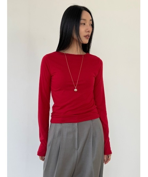 Didot.showroom(ディドット ショールーム)の「キボンロンT(Tシャツ/カットソー・レディース・レッド/ミント/アイボリー/ブラック/グレー・FREE)」の5枚目の写真