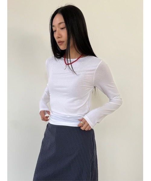 Didot.showroom(ディドット ショールーム)の「キボンロンT(Tシャツ/カットソー・レディース・レッド/ミント/アイボリー/ブラック/グレー・FREE)」の2枚目の写真