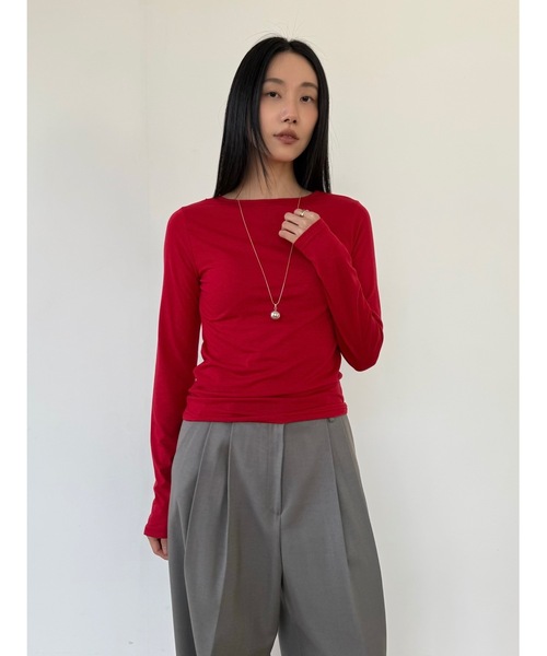 Didot.showroom(ディドット ショールーム)の「キボンロンT(Tシャツ/カットソー・レディース・レッド/ミント/アイボリー/ブラック/グレー・FREE)」の19枚目の写真