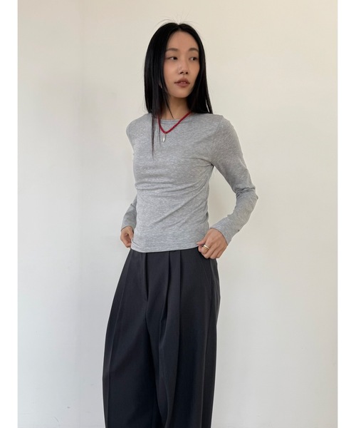 Didot.showroom(ディドット ショールーム)の「キボンロンT(Tシャツ/カットソー・レディース・レッド/ミント/アイボリー/ブラック/グレー・FREE)」の13枚目の写真