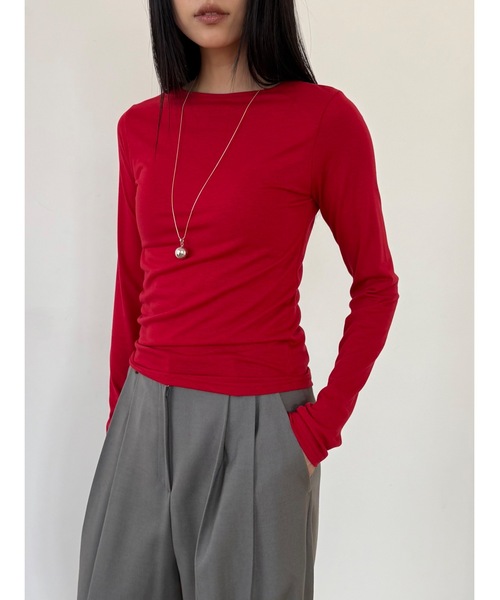 Didot.showroom(ディドット ショールーム)の「キボンロンT(Tシャツ/カットソー・レディース・レッド/ミント/アイボリー/ブラック/グレー・FREE)」の22枚目の写真