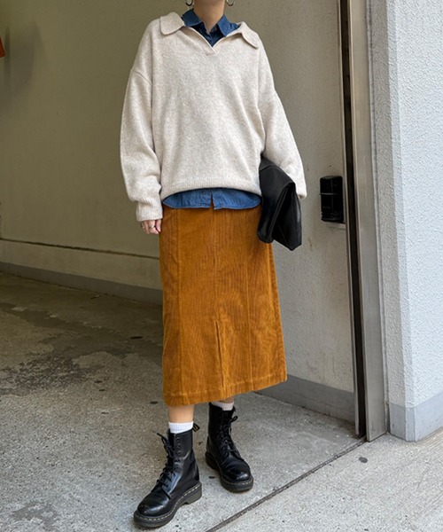 LBC（エルビーシー）の「コーデュロイベイカーIラインスカート（スカート・レディース・オフホワイト/ブルー系その他/キャメル/チャコール・M/L）」の21枚目の写真