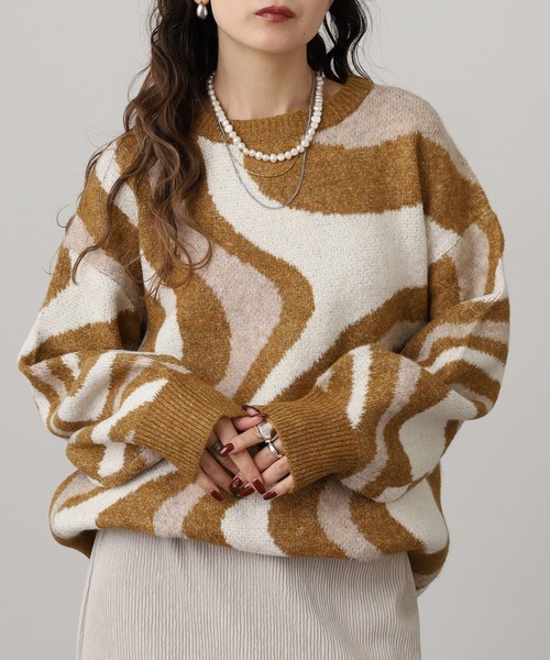 モヘアニット マスタード STRANGE TRIP」MIX MOHAIR CARDIGAN