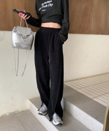 【Y2Kガーリー】裏起毛カジュアルストレートパンツ