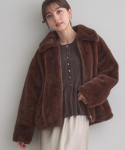 セール】【ふわふわ・上品】ミンクフェイクファーアウター（ブルゾン