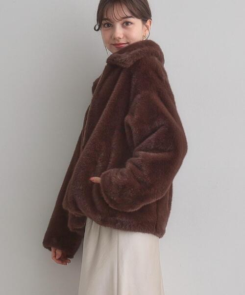 セール】【ふわふわ・上品】ミンクフェイクファーアウター（ブルゾン