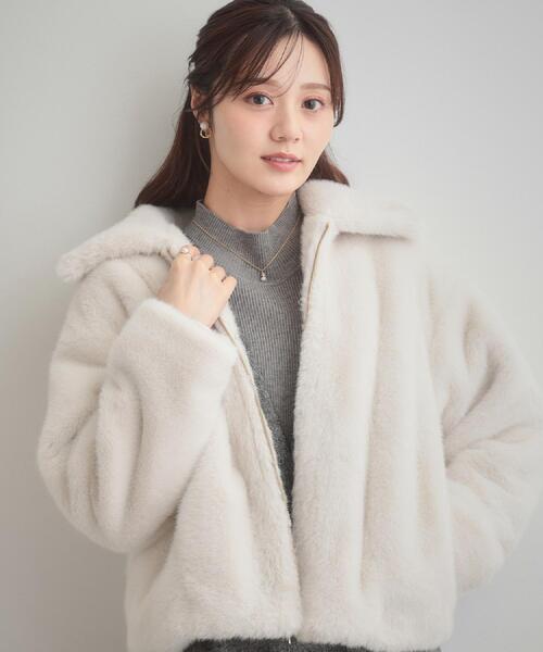 セール】【ふわふわ・上品】ミンクフェイクファーアウター（ブルゾン