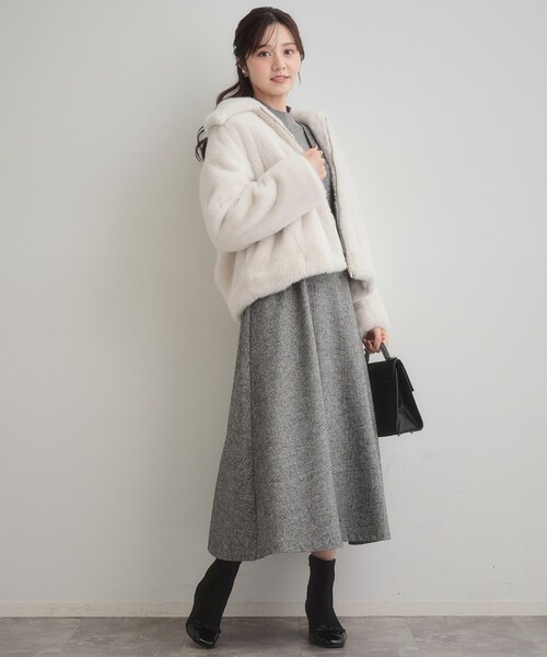 couture brooch（クチュールブローチ）の「【ふわふわ・上品】ミンクフェイクファーアウター（ブルゾン・レディース・ブラウン系/ダークブラウン/アイボリー・38/40）」の17枚目の写真