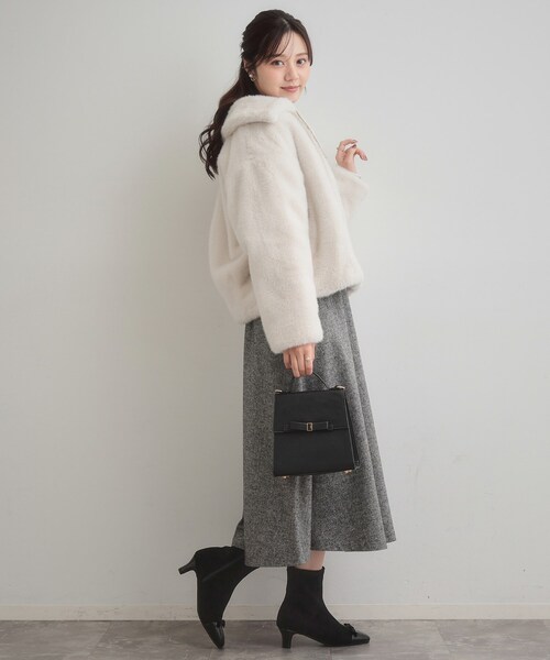 couture brooch（クチュールブローチ）の「【ふわふわ・上品】ミンクフェイクファーアウター（ブルゾン・レディース・ブラウン系/ダークブラウン/アイボリー・38/40）」の18枚目の写真