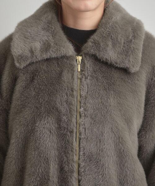 couture brooch（クチュールブローチ）の「【ふわふわ・上品】ミンクフェイクファーアウター（ブルゾン・レディース・ブラウン系/ダークブラウン/アイボリー・38/40）」の9枚目の写真