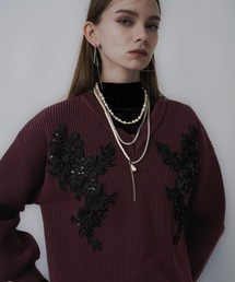 HARE | レースパーツVネックニット(HARE)(ニット/セーター)