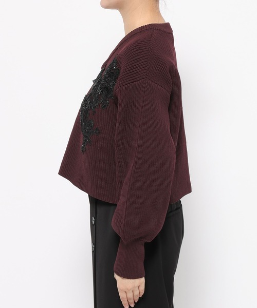 HARE（ハレ）の「レースパーツVネックニット(HARE)（ニット/セーター・レディース・ボルドー/ブラック・FREE）」の19枚目の写真