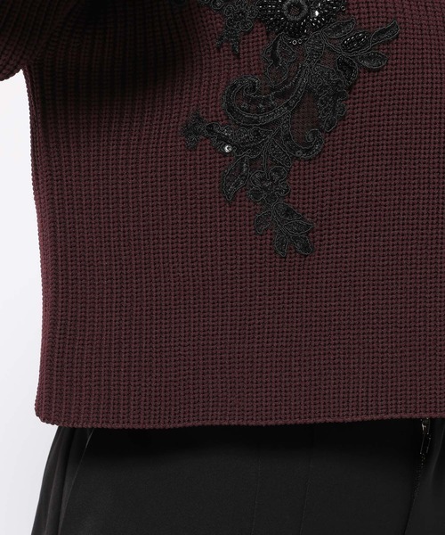 HARE（ハレ）の「レースパーツVネックニット(HARE)（ニット/セーター・レディース・ボルドー/ブラック・FREE）」の15枚目の写真