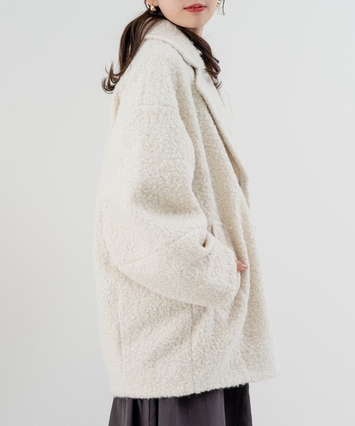 refinedworks（リファインドワークス）の「【refinedworks】軽くてしっかり暖かい シングルコート！（その他アウター・レディース・アイボリー/チャコールグレー・FREE）」の6枚目の写真