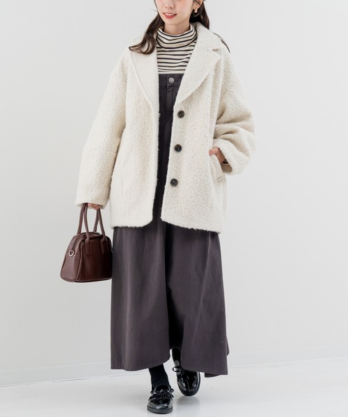 refinedworks（リファインドワークス）の「【refinedworks】軽くてしっかり暖かい シングルコート！（その他アウター・レディース・アイボリー/チャコールグレー・FREE）」の12枚目の写真