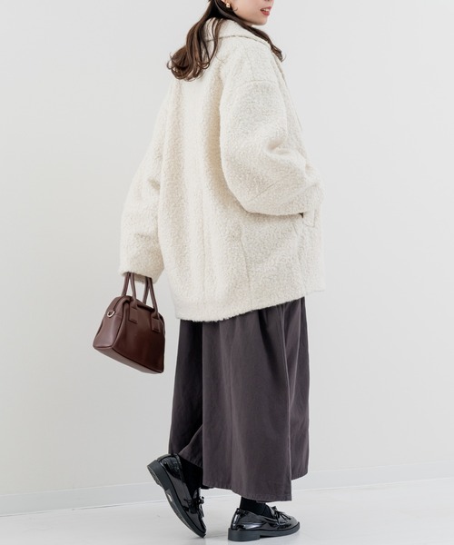 refinedworks（リファインドワークス）の「【refinedworks】軽くてしっかり暖かい シングルコート！（その他アウター・レディース・アイボリー/チャコールグレー・FREE）」の14枚目の写真