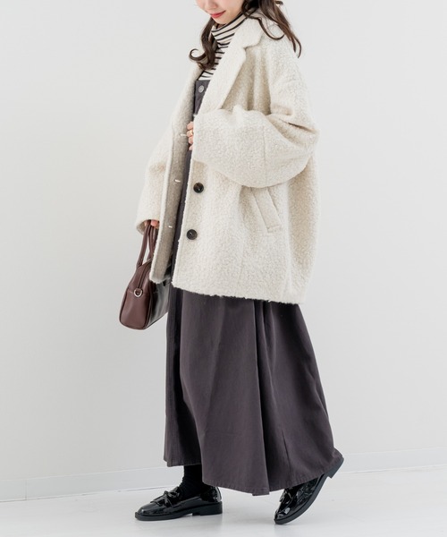 refinedworks（リファインドワークス）の「【refinedworks】軽くてしっかり暖かい シングルコート！（その他アウター・レディース・アイボリー/チャコールグレー・FREE）」の15枚目の写真