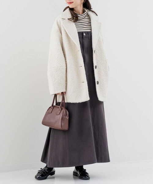 refinedworks（リファインドワークス）の「【refinedworks】軽くてしっかり暖かい シングルコート！（その他アウター・レディース・アイボリー/チャコールグレー・FREE）」の16枚目の写真