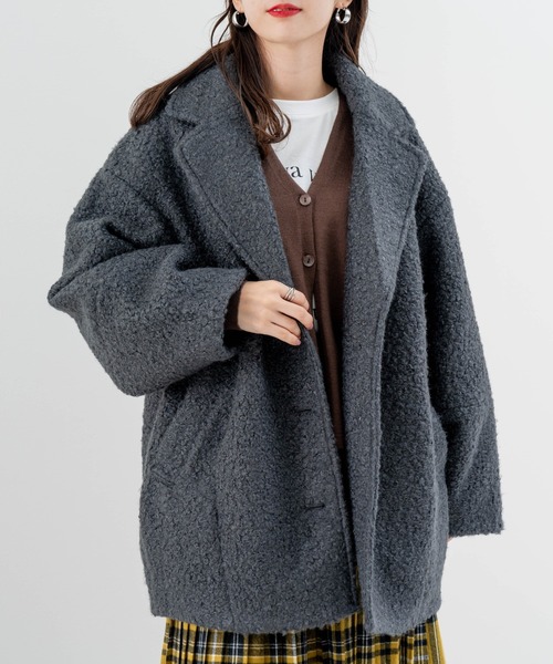 refinedworks（リファインドワークス）の「【refinedworks】軽くてしっかり暖かい シングルコート！（その他アウター・レディース・アイボリー/チャコールグレー・FREE）」の7枚目の写真