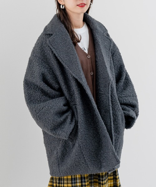 refinedworks（リファインドワークス）の「【refinedworks】軽くてしっかり暖かい シングルコート！（その他アウター・レディース・アイボリー/チャコールグレー・FREE）」の8枚目の写真