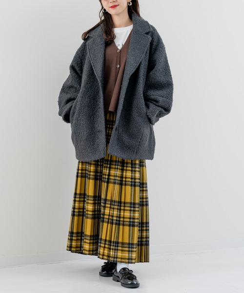 refinedworks（リファインドワークス）の「【refinedworks】軽くてしっかり暖かい シングルコート！（その他アウター・レディース・アイボリー/チャコールグレー・FREE）」の17枚目の写真