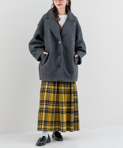 refinedworks（リファインドワークス）の「【refinedworks】軽くてしっかり暖かい シングルコート！（その他アウター・レディース・アイボリー/チャコールグレー・FREE）」の20枚目の写真