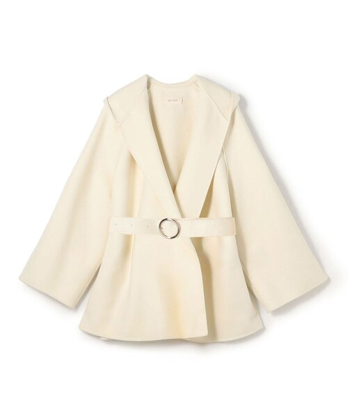 ダブルフェイスメルトンビーバー フーディーミディコート（ダッフル