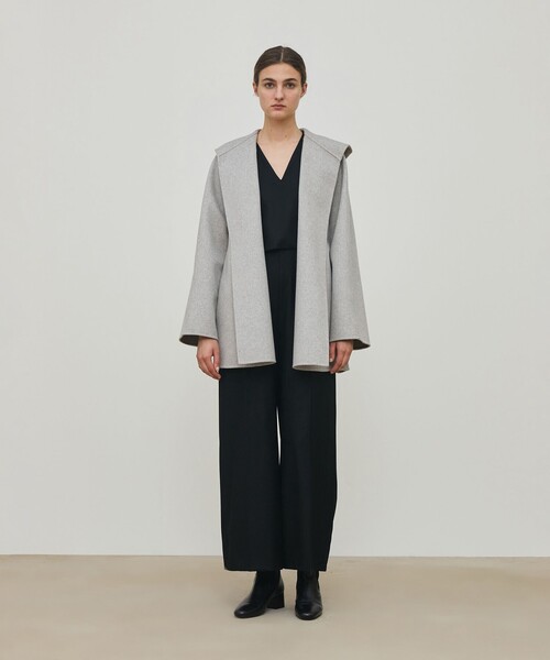 ダブルフェイスメルトンビーバー フーディーミディコート（ダッフル