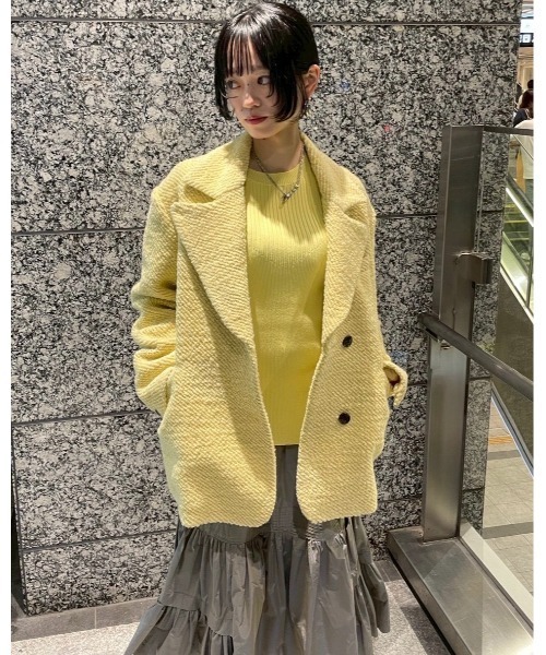 LE CIEL BLEU（ルシェルブルー）の「ロービングツイードオーバーサイズジャケット / Roving Tweed Oversized Jacket（テーラードジャケット・レディース・ライトイエロー/ライトブルー・36）」の2枚目の写真