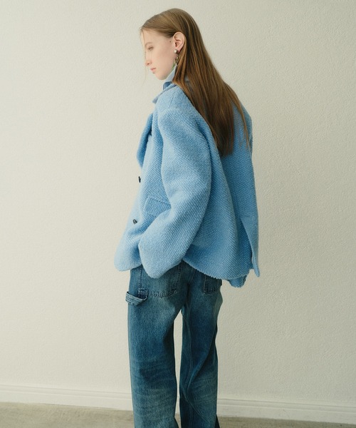 LE CIEL BLEU（ルシェルブルー）の「ロービングツイードオーバーサイズジャケット / Roving Tweed Oversized Jacket（テーラードジャケット・レディース・ライトイエロー/ライトブルー・36）」の7枚目の写真