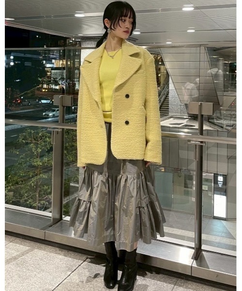 LE CIEL BLEU（ルシェルブルー）の「ロービングツイードオーバーサイズジャケット / Roving Tweed Oversized Jacket（テーラードジャケット・レディース・ライトイエロー/ライトブルー・36）」の4枚目の写真