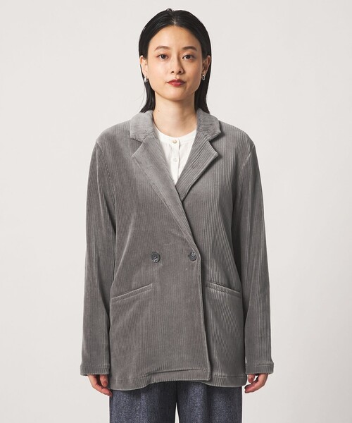 A DAY IN THE LIFE UNITED ARROWS(アデイインザライフユナイテッドアローズ)の「カットコーデュロイ ダブルジャケット <A DAY IN THE LIFE>(テーラードジャケット・レディース・ブラック/モカ・FREE)」の5枚目の写真