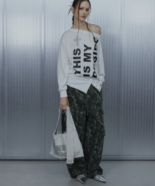 SETUPEXE(セットアップイーエックスイー)の「【SETUP‐EXE】BOLD LETTERING LOOSE TOP / 【セットアップエグゼ】ボールドレタリングルーズ長袖Tシャツ(Tシャツ/カットソー・レディース・ブラック/ホワイト・ONE SIZE)」の5枚目の写真