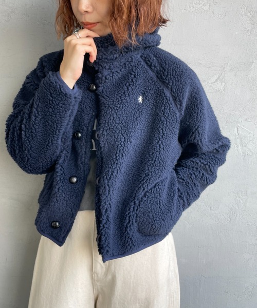 GYMPHLEX（ジムフレックス）の「[GYMPHLEX/ジムフレックス] ショート丈 ボアフードパーカー（ブルゾン・レディース・グレー/オフホワイト/ネイビー・14）」の3枚目の写真