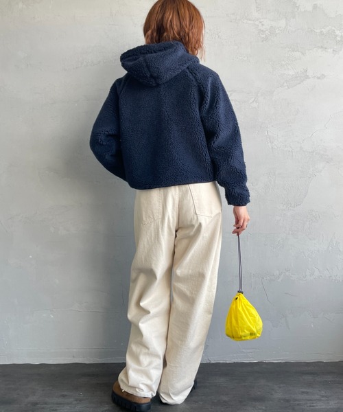 GYMPHLEX/ジムフレックス] ショート丈 ボアフードパーカー（ブルゾン