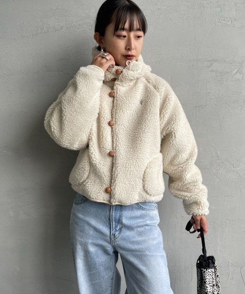 GYMPHLEX（ジムフレックス）の「[GYMPHLEX/ジムフレックス] ショート丈 ボアフードパーカー（ブルゾン・レディース・グレー/オフホワイト/ネイビー・14）」の16枚目の写真