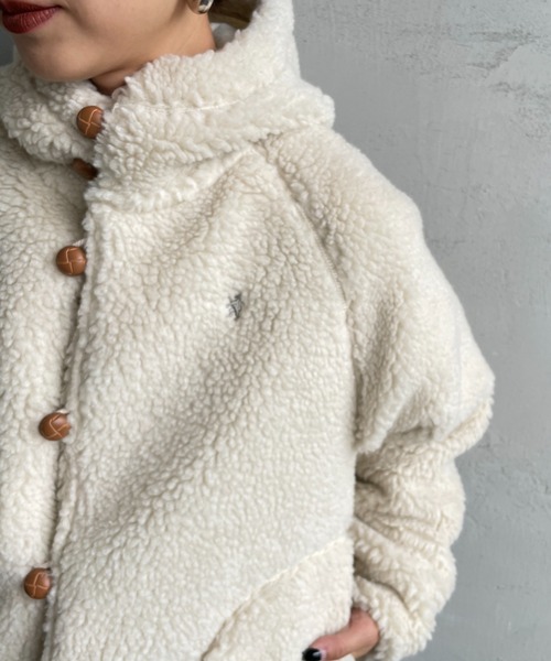 GYMPHLEX（ジムフレックス）の「[GYMPHLEX/ジムフレックス] ショート丈 ボアフードパーカー（ブルゾン・レディース・グレー/オフホワイト/ネイビー・14）」の18枚目の写真