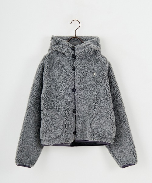 GYMPHLEX/ジムフレックス] ショート丈 ボアフードパーカー（ブルゾン 