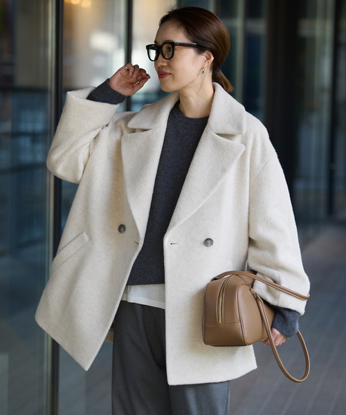 【新品未使用タグ付】 スローブイエナ シャギーノーカラーコート 近年モデル SUPER 100 シャギーノーカラーコート | スローブ イエナ(SLOBE IENA