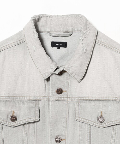 BEAMS(ビームス)の「ワイドショート ダメージ デニム ジャケット(デニムジャケット・メンズ・グレー/インディゴブルー・XL/L/M/S)」の10枚目の写真