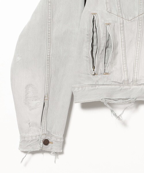 BEAMS(ビームス)の「ワイドショート ダメージ デニム ジャケット(デニムジャケット・メンズ・グレー/インディゴブルー・XL/L/M/S)」の5枚目の写真