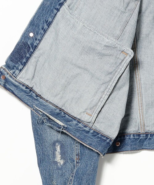 BEAMS(ビームス)の「ワイドショート ダメージ デニム ジャケット(デニムジャケット・メンズ・グレー/インディゴブルー・XL/L/M/S)」の8枚目の写真